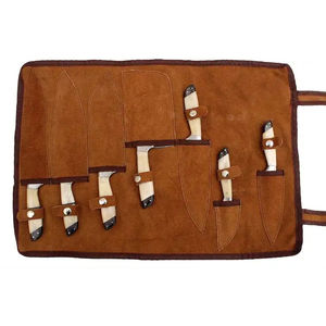 Juego de Cuchillos de Chef Profesionales Burraq, Hechos a Mano, de 7 Piezas, Acero al Carbono, Acero de Damasco, Mango de Madera, Ambidiestros, Modernos y Ecológicos - Product Image 4