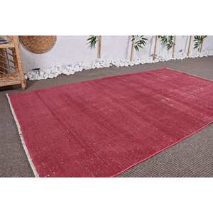 Modern Red Red Wool Area <b>Rug</b> 3.8ft X 6.3ft <b>Boho</b> Style Abstract Pattern Latex Backing for Hallway or Bedroom 10mm Thickness - Product Image 2