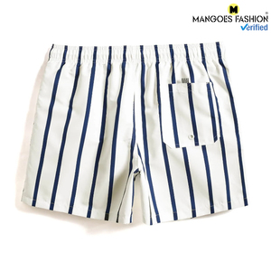 กางเกงขาสั้นว่ายน้ำลายทางสำหรับผู้ชายมีตัวอักษรปะติดโลโก้แบบร้อนกางเกงขาสั้นด้านหลังมีกระเป๋าเอวแบบมีเชือกผูก - Product Image 3