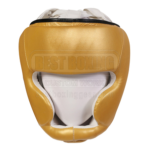 Protector de cabeza de boxeo de cuero PU con logotipo personalizado para adultos y niños, protector de cabeza MMA ajustable con protección facial completa - Product Image 1