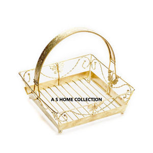 Luxurious Classic Farmhouse-Style Metal Gift <b>Hamper</b> <b>Basket</b> Durable Oval Shape With Wheels And Decorative Details - Product Image 3