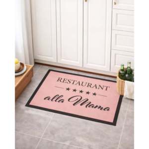 Tapis de bienvenue personnalisé Restaurant Alla Mama, moderne, 40x60 cm, rose, en polyester et fibre de coco, pour la maison, le bureau ou l'extérieur - Product Image 1