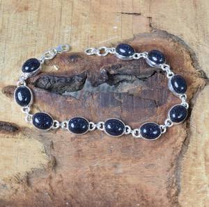 Blue Sunstone Sterling Silver <b>Adjustable</b> <b>Bracelet</b> Handmade Gemstone Jewelry Elegant Gift For Women - Product Image 2