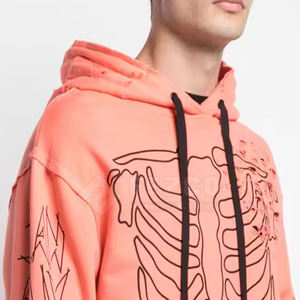 Mode tenue à la mode nouveau design à manches longues hommes à capuche en détresse Slim Fit solide couleur unie hommes sweats à capuche en détresse - Product Image 5