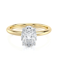Bague de fiançailles ovale solitaire en diamant de laboratoire couleur D 2,00 CTW en or massif 14K plaqué rhodium de luxe certifiée IGI sertie à griffes