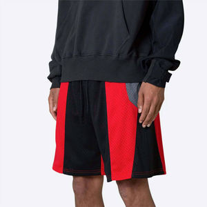 <b>Men</b> basketball <b>shorts</b> black with <b>red</b> side panels breathable mesh athletic training <b>shorts</b> custom logo sportswear - Product Image 2