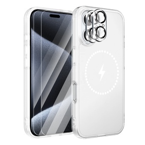 5-in-1 magnetische transparante telefoonhoes met 2 gehard glazen screensavers + 2 camerabeschermers voor <span class=keywords><strong>iPhone</strong></span> 16 17 Pro Max - Product Image 1