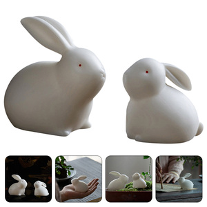 Haute qualité 2 pièces blanc lapin Sculpture à la main Premium métal objets décoratifs vente chaude lapin Showpiece modèles - Product Image 4