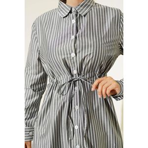 Cintura Túnel Rayas Camisa Larga Negro - Product Image 3