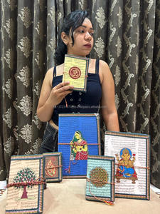 ผ้าคอตตอนจิตวิญญาณที่ทำด้วยมือจริงไม่ซ้ำใครรักษาความปลอดภัยด้ายปิดวารสารวินเทจสีสันสดใสปกสมุดไดอารี่แผ่นรีไซเคิล - Product Image 5