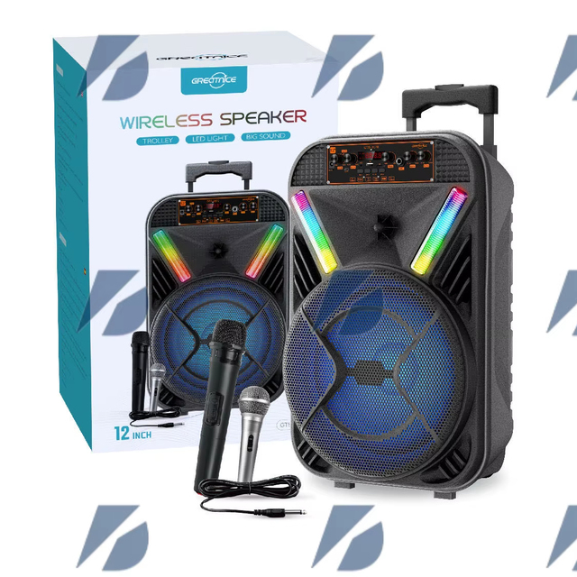 GTS Wireless Portable Outdoor DJ Party Multifunction Trolley Speaker LED RGB TWS FM USB 12-Inch GTS-2070 Factory Price for