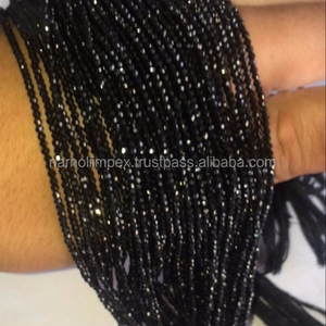 Spinelle noir vente chaude perles de pierres précieuses noires naturelles coupe à facettes gemmes en vrac perles de spinelle pour bijoux