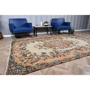 Alfombra Vintage Grande de 5.6x8.9 pies, Alfombra Turca, Alfombra Oriental de Lana Marrón Naranja - Product Image 3