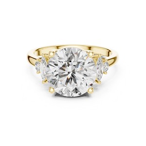Bague de fiançailles et d'anniversaire pour femme en argent sterling 925 avec 5 pierres de moissanite taille brillant ronde de 3,5 carats et accent marquise - Product Image 3