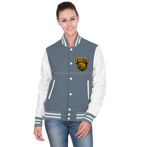 Chaqueta Varsity Premium de Forro Polar para Mujer, Estilo Letterman Informal de Algodón Suave para la Escuela y Compras - Product Image 1