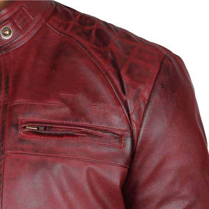 Men's Winter Formal Leather Jacket High Quality <b>Covered</b> <b>Button</b> Closure Long Sleeves Custom Color Logo Modern Design Low Price - Product Image 2