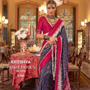 Saree en soie douce de créateur indien et pakistanais vêtements de mariage élégants avec une belle conception de tissage pour les occasions traditionnelles et de fête - Product Image 1