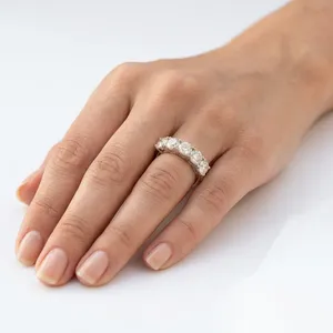 4 Carat Round Cut Five Stone Natural Diamond GGL Certified 14K White Gold Prong Set Engagement Wedding <b>Band</b> Everyday Wear - Product Image 3