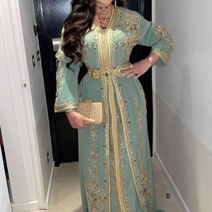 Vestido de caftán de hermoso COLOR, embellecedor impresionante con cuentas de cristal dorado, piedra, DABKA WORK, para fiesta de noche, 2023 - Product Image 1