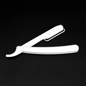 Rasoir jetable à lame droite simple, manche en plastique/bambou/bois de haute qualité, lame en acier inoxydable, pour salon de coiffure - Product Image 5