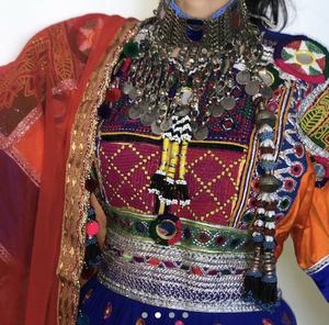 2023 Tribal étnico Vintage Kuchi afgano bordado hecho a mano Saree vestido tradicional afgano para boda Pashtun cultura vestido - Product Image 2