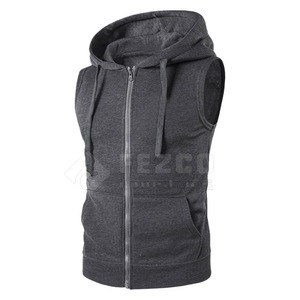 Prix de gros, faible MOQ, sweats à capuche sans manches pour hommes, 100% coton, respirants, de haute qualité, nouvelle arrivée, tissu confortable - Product Image 1