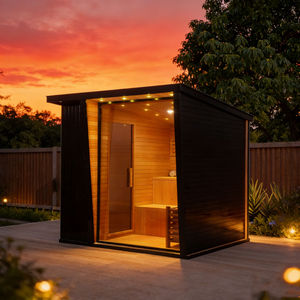 Sauna de vapor y sauna seca de leña para 10 personas, con función de quemador de leña y drenaje linfático, tipo Hammam y Baño Turco, modelo Rocky Balboa, <span class=keywords><strong>Casa</strong></span> Prefabricada - Product Image 5