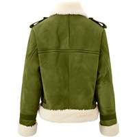 Blouson Bomber en Cuir Zippé pour Homme, Vert Olive, en Satin, avec Col en Fausse Fourrure Sherpa, Séchage Rapide, Chaud, Hiver, Haute Qualité