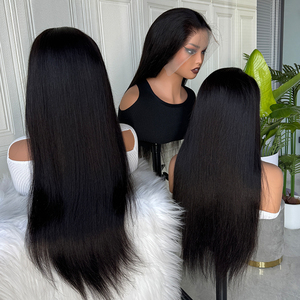 Peluca de Cabello Humano Liso Negro Natural, Peluca de Encaje HD 13x6, Cabello Liso y Suave, Peluca de Alta Densidad - Product Image 3