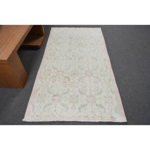 พรมตุรกีโบราณ3.6ft x 6.7ft สไตล์คลาสสิกขนสีขาวขนแกะสีขาวน้ำยางเย็บปะติดปะต่อกันสำหรับวัยรุ่นพื้นที่ขนาดใหญ่รูปสี่เหลี่ยมผืนผ้าการออกแบบห้องโถง - Product Image 1