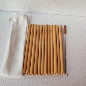 Paille en bambou réutilisable naturelle biodégradable avec logo personnalisé, avec nettoyants, pailles en bambou, emballage personnalisé - Product Image 2
