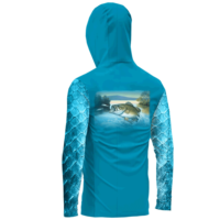 Sweat à capuche de pêche pour homme personnalisé Cocoon, rouge, manches longues, protection anti-UV UPF 50, impression logo avant, pull uni, chemise d'extérieur