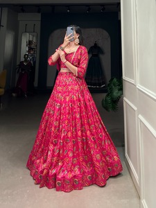Festival Wear Tussr Silk With Floral Print And <b>Gota</b> Patti Work Lehenga Choli Manufacturer And Supplier From Surat - Product Image 2
