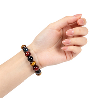 Bracelet en perles de pierres naturelles hématite, obsidienne noire et œil de tigre, porte-bonheur et prospérité, triple protection pour hommes et femmes, cadeau