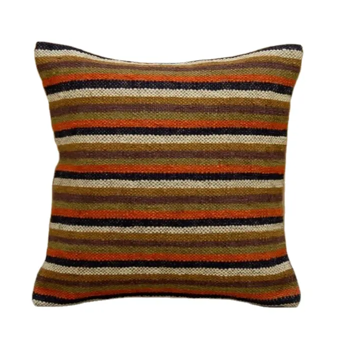Wool Jute Decorative Handwoven Pillow Cover Wholesale Handmade Cushion Case Jute Wool Cushion Cover