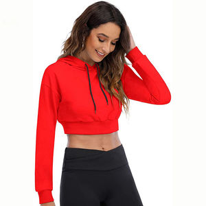 Nouveau sweat à capuche court pour femme style streetwear 100 % coton avec logo personnalisé imprimé et col à capuche sur le devant - Product Image 6