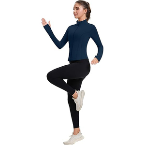 Training <b>Jacket</b> for Women <b>Yoga</b> Wear Full Zip Stretchable Nylon Spandex Mix Lightweight Soft Athletic Top - Product Image 2