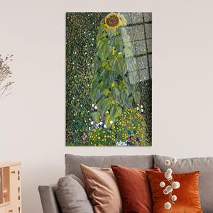 Toile d'art sur le thème des tournesols de Gustav Klimt : Impression élégante de décoration florale pour la maison, ART SUR VERRE TÉRMÉRISÉ - Product Image 1