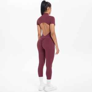 Logotipo personalizado 2 PCS Tummy Control Sportswear Set Seamless Cross Back Yoga Tops Scrunch Butt Workout Leggings para mujeres - Product Image 4