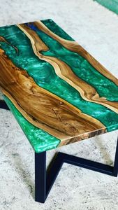 RESISTENTE MADERA MEJOR Calidad Muebles de lujo para el hogar Madera maciza de nogal Restaurante Comedor Café Río Cocina Losa de resina epoxi - Product Image 4