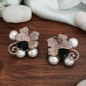 เครื่องประดับเพชรสีดำโรเดียมขัดเงาแบบอเมริกันชุดปาร์ตี้แฟนซีแสนสวยประดับเพชรแบบเต็มไปด้วยหิน CZ AD ต่างหูเม็ดเพชรแบบอเมริกัน - Product Image 1