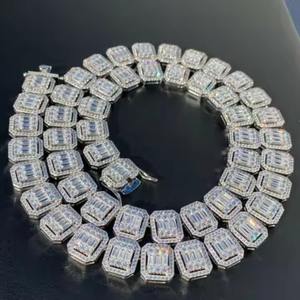 เทรนด์แฟชั่นสร้อยคอเพชร VVS Moissanite สีเงิน925สำหรับผู้ชายสร้อยคอแนวฮิปฮอปคิวบา - Product Image 1