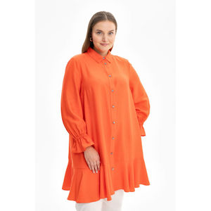 Chiffon <b>Linen</b> Knit Cotton Tunic with Ruffled Hem Casual Fashion Print <b>Top</b> for Spring Summer Parties - Product Image 4