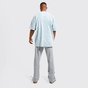 Venta al por mayor de gran tamaño de los hombres ácido lavado camisetas 100% algodón personalizable Logo Streetwear estilo Hip Hop - Product Image 5