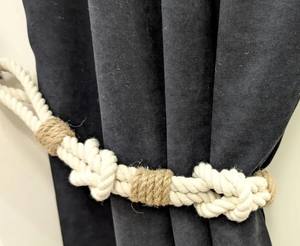 Abrazaderas para Cortinas de Cuerda de Algodón Hechas a Mano: Decoración Boho Envuelta en Yute - Product Image 2