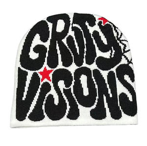 New Arrival No Cuff Fold Pattern Jacquard Unisex <b>Knit</b> <b>Beanie</b> for Streetwear - Product Image 3