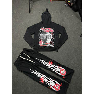 Conjunto de Sudadera con Capucha y Pantalones Deportivos de Estilo Urbano Personalizados OEM, Lavado Ácido, Estampado en Serigrafía - Product Image 4