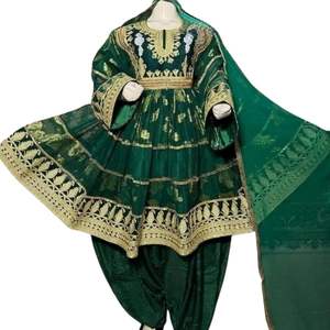 Deep Purple Women Afghani Suit Traditional Kuchi <b>Dress</b> With Gold Thread Embroidery And Mirror Work Set For Festive Wear - Product Image 3