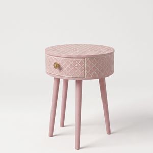 Table de chevet en os incrusté, décoration d'intérieur, fabrication artisanale, table de chevet en bois moderne marocaine avec 1 tiroir de rangement - Product Image 5