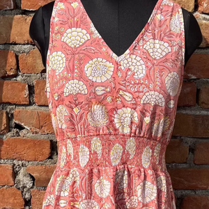 Bloque de mano impreso sin mangas vestido de algodón indio Floral Vintage verano túnicas largo bordado Maxi vestido con mangas - Product Image 1